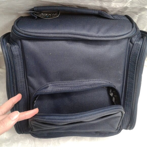 Lunch Bag Silverware Cloth Napkin Water Bottle Set Insulated Navy Blue 11" x 10" - Picture 9 of 14